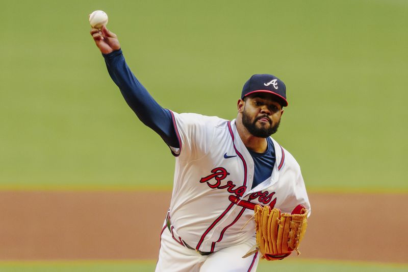 Atlanta Braves pitcher Reynaldo López throws in the first inning of a baseball game against the Colorado Rockies, Thursday, Sept. 5, 2024, in Atlanta. (AP Photo/Jason Allen)