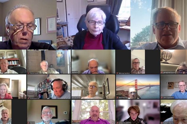 A September 2024 Zoom meeting of a group that calls itself Carter Old Farts Amiable Discussions. Several of former President Jimmy Carter’s former aides, advisers and cabinet members, along with journalists, friends and admirers, have regularly gathered for the private Zoom meetings to talk politics and keep in touch.