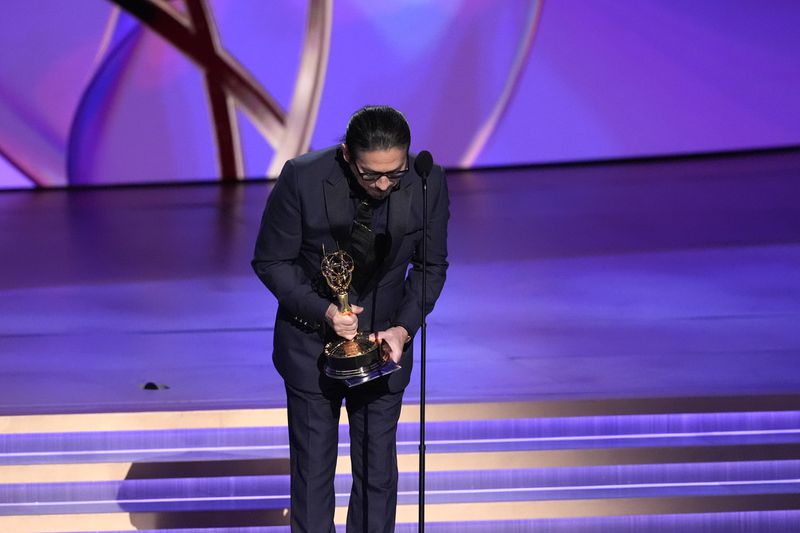 Hiroyuki Sanada accepts the award for outstanding lead actor in a drama series for "Shogun" during the 76th Primetime Emmy Awards on Sunday, Sept. 15, 2024, at the Peacock Theater in Los Angeles. (AP Photo/Chris Pizzello)