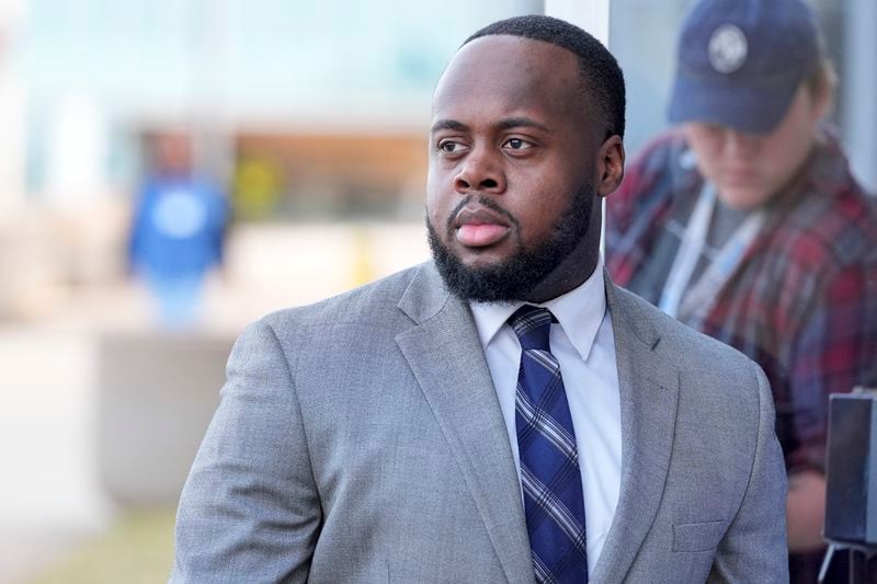 Former Memphis police officer Tadarrius Bean arrives at the federal courthouse for the second day of jury selection for the trial in the Tyre Nichols case Tuesday, Sept. 10, 2024, in Memphis, Tenn. (AP Photo/George Walker IV)