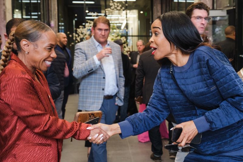 Singer songwriter Michelle Williams (right) attends as UTA celebrates the official grand opening of its Atlanta office and Artist Space in the heart of Midtown on Wednesday, March 22, 2023, hosted by Jeremy Zimmer (UTA CEO) and Andre Dickens (Mayor of Atlanta), and Steve Cohen, Rob Gibbs and Arthur Lewis (Co-Heads of UTA Atlanta). The opening marks the first among the industry’s biggest talent, sports, entertainment and marketing agencies to establish a full-service base of operations in the city.

(photo: Ben Gray/ABImages)