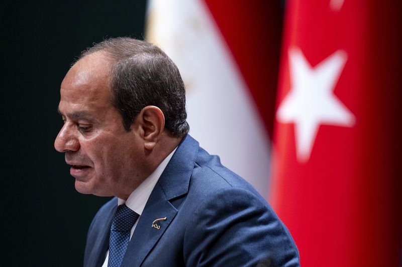 Egyptian President Abdel Fattah el-Sissi talks during a joint bilateral signature agreements ceremony with Turkish President Recep Tayyip Erdogan at the Presidential palace in Ankara, Wednesday, Sept. 4, 2024. (AP Photo/Francisco Seco)