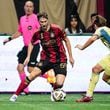 Atlanta United midfielder Alexey Miranchuk #59 during the match against the New York Red Bulls at Mercedes-Benz Stadium in Atlanta, GA on Saturday October 5, 2024. (Photo by Mitch Martin/Atlanta United)