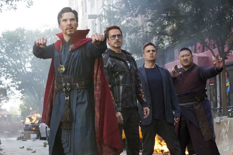 The tax credits in Georgia brought big budget movies to the state such as "Avengers: Endgame." From left, Benedict Cumberbatch (Doctor Strange), Robert Downey Jr. (Iron Man), Mark Ruffalo (Hulk) and Benedict Wong (Wong). (Chuck Zlotnick/Marvel Studios/TNS)