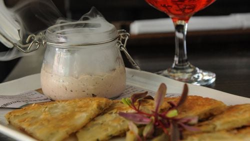 Veal Brain Spread with scallion pancakes and No Brain cocktail. (BECKY STEIN PHOTOGRAPHY)