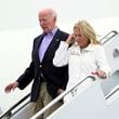 President Joe Biden and first lady Jill Biden arrive on Air Force One at Joint Base Andrews, Md., Sunday, Sept. 29, 2024. (AP Photo/Manuel Balce Ceneta)