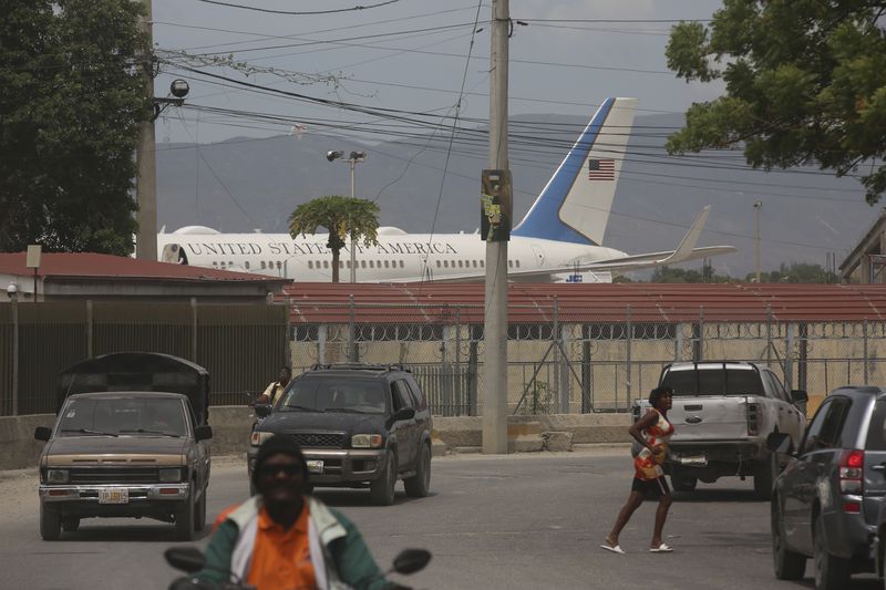 A plane that carried U.S. Secretary of State Antony Blinken arrives at Toussaint Louverture International Airport in Port-au-Prince, Haiti, Thursday, Sept. 5, 2024. (AP Photo/Odelyn Joseph)