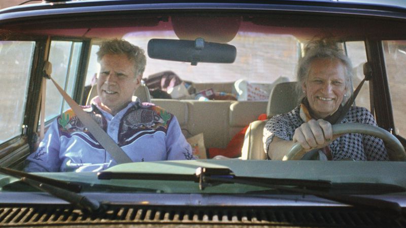 This image released by Netflix shows Harper Steele, right, and Will Ferrell in a scene from "Will & Harper." (Netflix via AP)