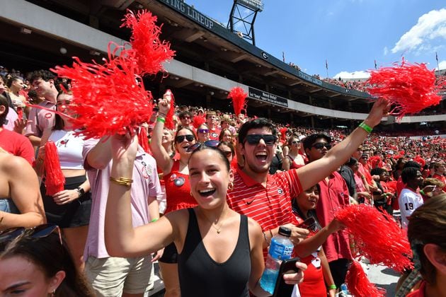 Georgia fans cheer before Georgia’s home opener against Tennessee Tech at Sanford Stadium, Saturday, September 9, 2024, in Athens. (Hyosub Shin / AJC)