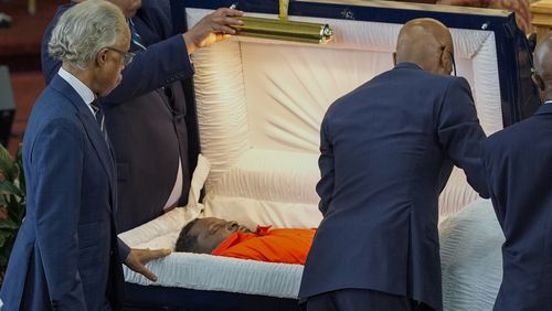 FILE - Rev. Al Sharpton pauses at the funeral for D'Vontaye Mitchell, July 11, 2024, in Milwaukee. (AP Photo/Morry Gash, File)