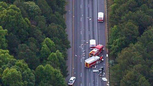 A crash involving two tractor-trailers shut down I-20 east past Liberty Road. (Credit: Channel 2 Action News)