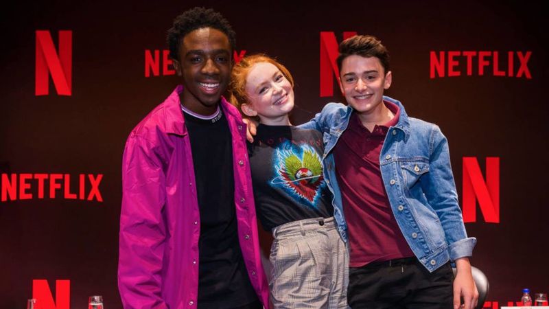 Caleb Mclaughlin (from left), Sadie Sink and Noah Schnapp costar on  "Stranger Things." 