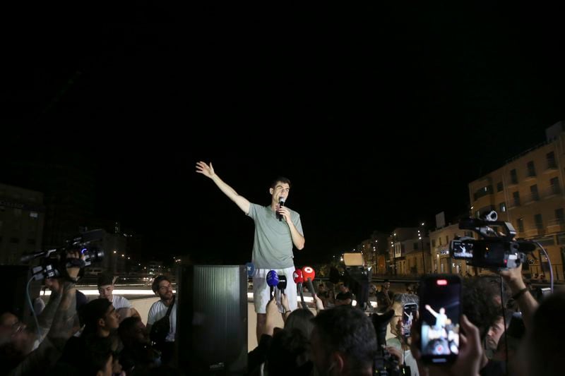 FILE - Fidias Panayiotou speaks to his supporters after elected in the European elections in capital Nicosia, Cyprus, on June 9, 2024. (AP Photo/Philippos Christou, File)