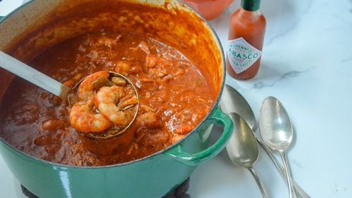 Mama’s Seafood Gumbo, a classic Creole recipe in Virginia Willis's newly updated "Bon Appetit, Y’all," is a thick tomato-based stew made with shrimp and crab. (Courtesy)