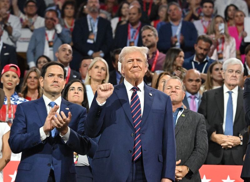 Former President Donald Trump, the Republican nominee in this year's presidential race, responded to President Joe Biden's withdrawal from the contest by saying Vice President Kamala Harris would be easier to beat than Biden. He also bashed Biden as “the single worst president by far in the history of our country.” (Hyosub Shin / AJC)