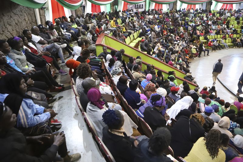 Members of the public attend a public forum for an impeachment motion against Kenya's deputy president Rigathi Gachagua, at Bomas of Kenya, in Nairobi, Friday, Oct. 4, 2024. (AP Photo/Andrew Kasuku)