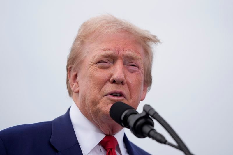 Republican presidential nominee former President Donald Trump speaks during a news conference held at Trump National Golf Club Los Angeles in Rancho Palos Verdes, Calif., Friday, Sept. 13, 2024. (AP Photo/Jae C. Hong)