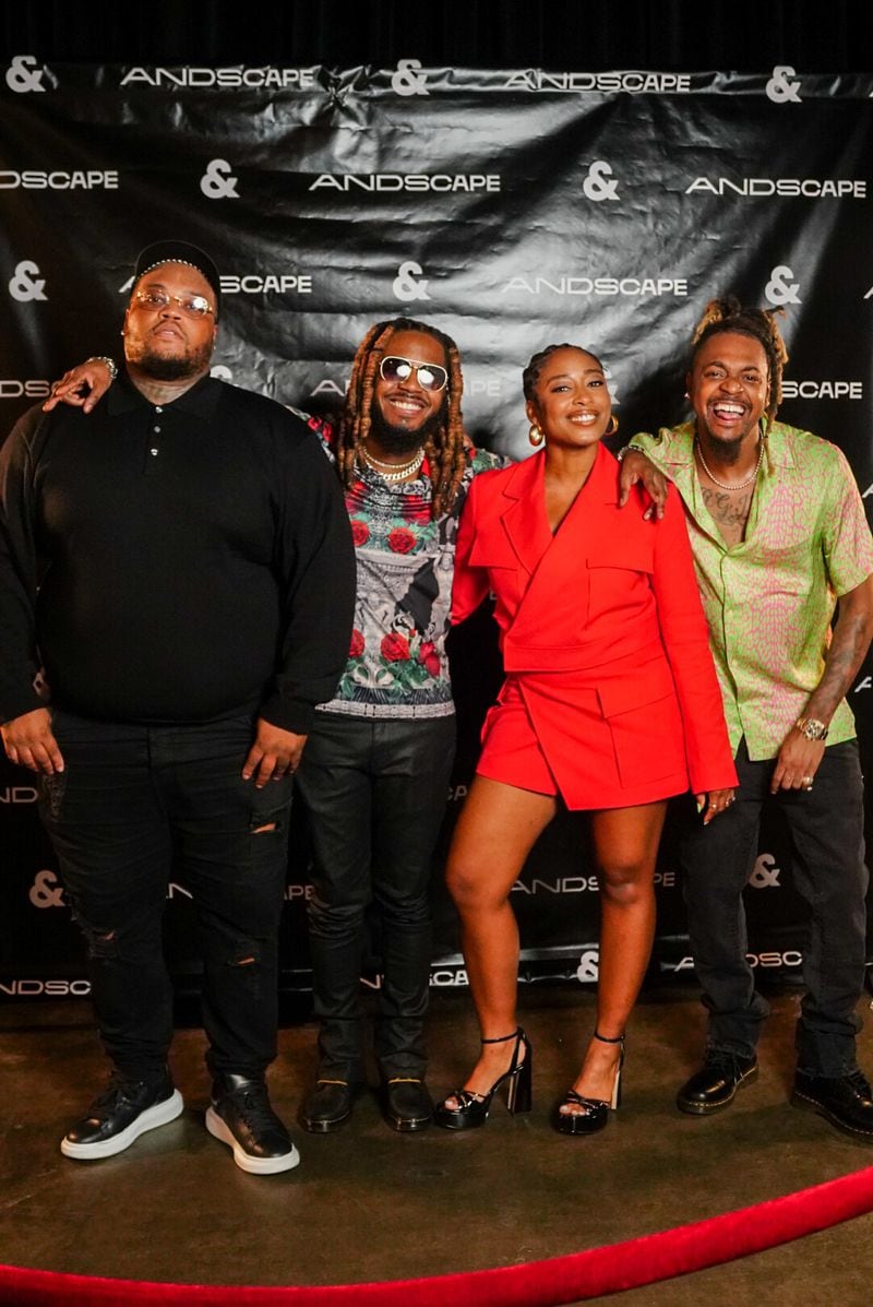 Trap Jazz is a documentary that follows Atlanta musicians along their journey to working with some of the biggest names and music while creating a new genre. From left to right: Cassius Jay, Chris Moten aka Mr. Trap Jazz, director Sade C. Joseph and Devon "Stixx" Taylor. The film debuts on Hulu on August 23, 2023