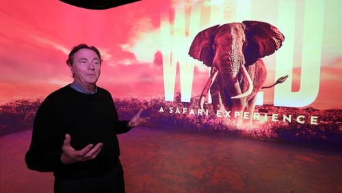 Atlanta entrepreneur, creator, and operator of interactive and traditional media Alan Greenberg discusses transporting guests to a wild safari as one of their experiences during a tour of Illuminarium, a virtual reality entertainment emporium. Curtis Compton / Curtis.Compton@ajc.com