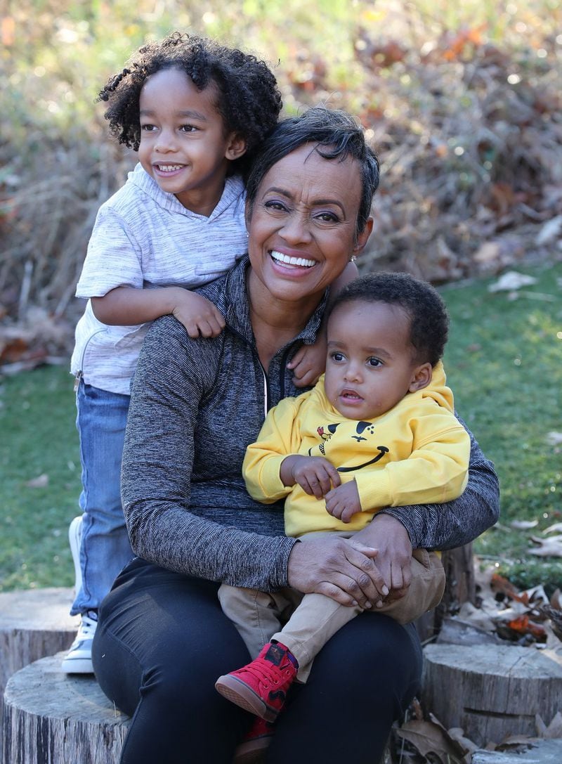 Judge Glenda Hatchett plays with her grandsons Langston, 1, and Charles Johnson the fifth, 3, during an afternoon at the childrenâ€™s playground at Chastain Park on . Hatchett is helping her son raise awareness about maternal deaths after losing her daughter in law, Kira Dixon Johnson after she gave birth to her second grandson. Curtis Compton/ccompton@ajc.com