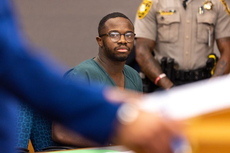 Former Doraville police officer Miles Bryant appears at his bond hearing at the Gwinnett County Courthouse on May 1, 2023. Arvin Temkar / arvin.temkar@ajc.com