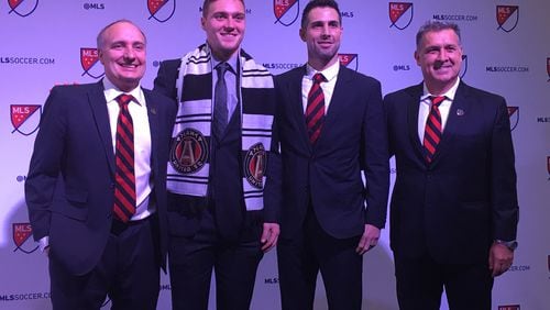 Atlanta United's Julian Gressel poses on MLS draft day