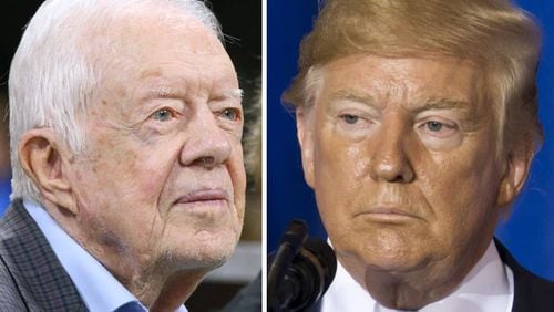 Former President Jimmy Carter (left; photo by Curtis Compton/AJC) and former President Donald Trump (Tomohiro Ohsumi/Getty Images)
