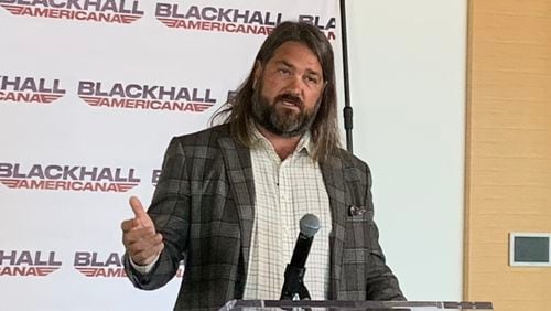 Ryan Millsap explains his vision for his streaming service Blackhall Americana at a press conference at the Atlanta Metro Chamber on Tuesday, October 19, 2021. RODNEY HO/rho@ajc.com