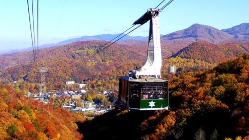 The Ober Gatlinburg aerial tram offers spectacular views of the fall foliage in the region. It heads up to the Ober Gatlinburg Amusement Park & Ski Area from downtown at short, regularly scheduled intervals.