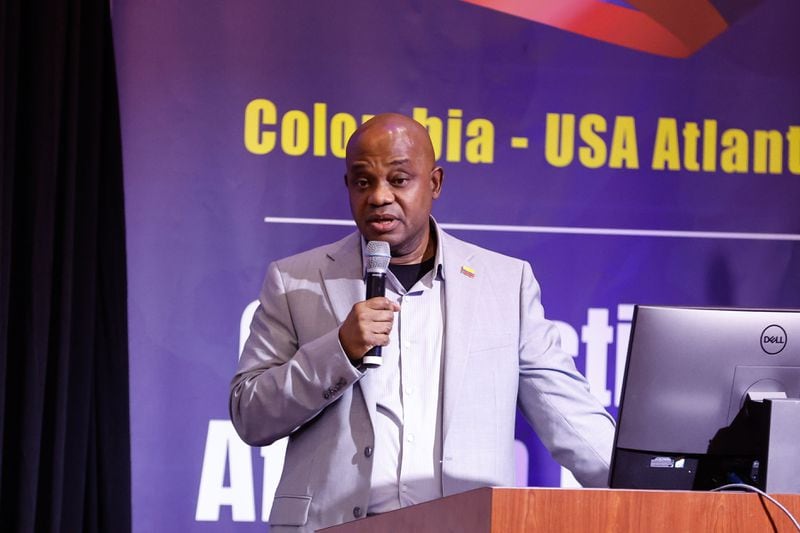 The Ambassador of Colombia in the United States, Luis Gilberto Murillo, speaks during the first U.S.-Colombia Binational Summit for Afro-descendant Leaders held at Morehouse College on Wednesday, May 15, 2024. (Natrice Miller/ AJC)
