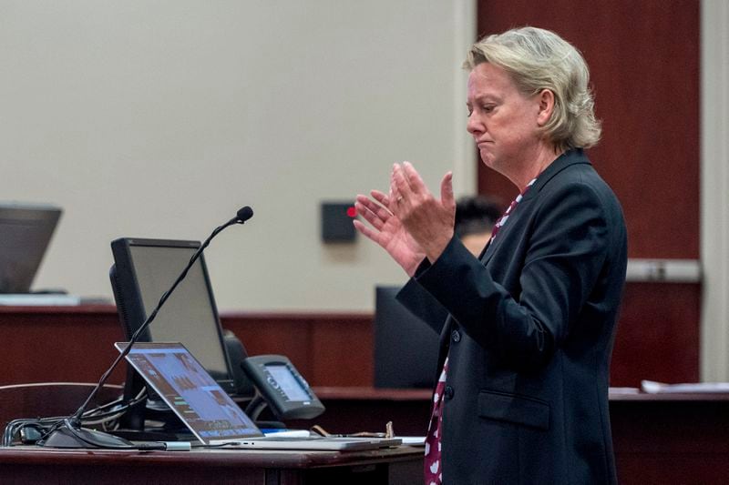 Special prosecutor Kari Morrissey talks about evidence not turned over to the defense during actor Alec Baldwin's trial for involuntary manslaughter for the 2021 fatal shooting of cinematographer Halyna Hutchins during filming of the Western movie "Rust," Friday, July 12, 2024, in Santa Fe, N.M. (Eddie Moore/The Albuquerque Journal via AP, Pool)