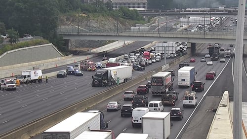 A crash was reported Wednesday morning in the westbound lanes of I-285 in Sandy Springs.