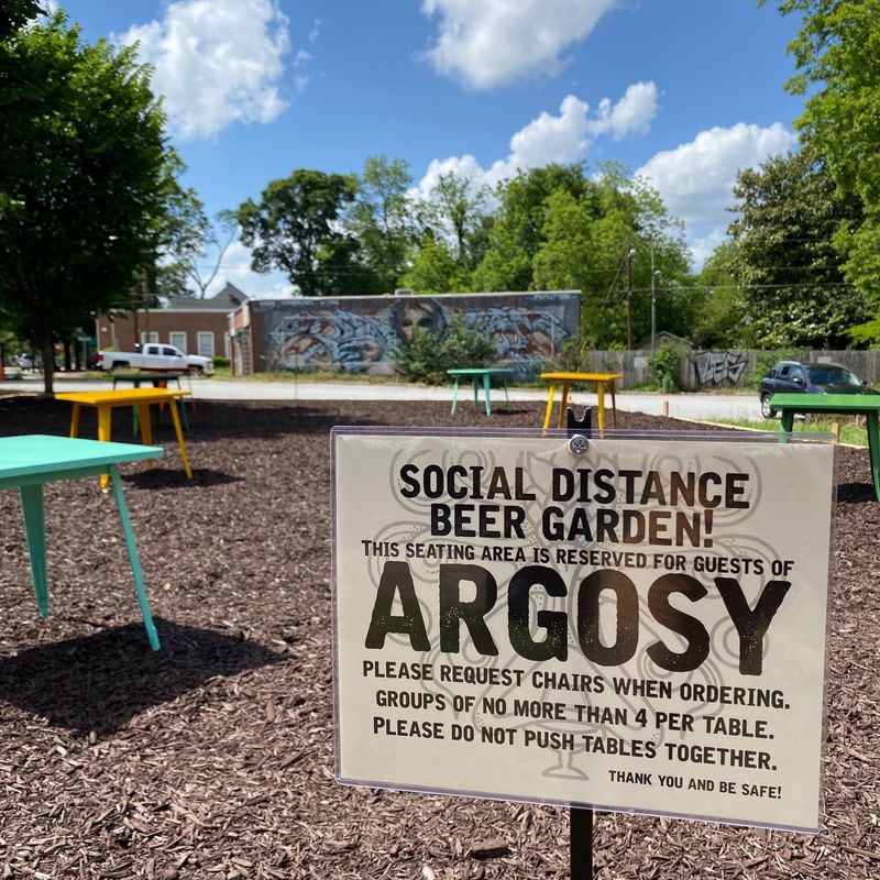 The rules are posted at the Argosy Social Distance Beer Garden in East Atlanta. CONTRIBUTED BY ARGOSY