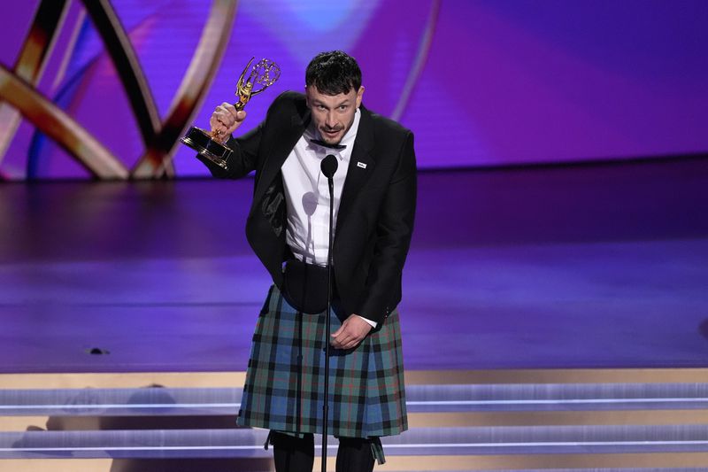 Richard Gadd accepts the award for outstanding lead actor in a limited or anthology series or movie for "Baby Reindeer" during the 76th Primetime Emmy Awards on Sunday, Sept. 15, 2024, at the Peacock Theater in Los Angeles. (AP Photo/Chris Pizzello)