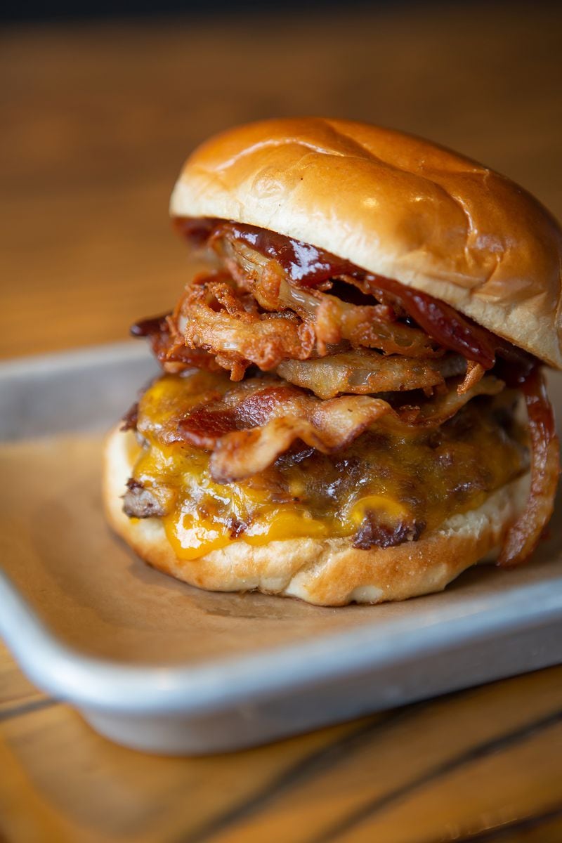 The barbecue burger at LR Burger comes with cheddar, barbecue sauce, bacon and fried onion. Courtesy of Damian AhChing/Local Restaurant Group