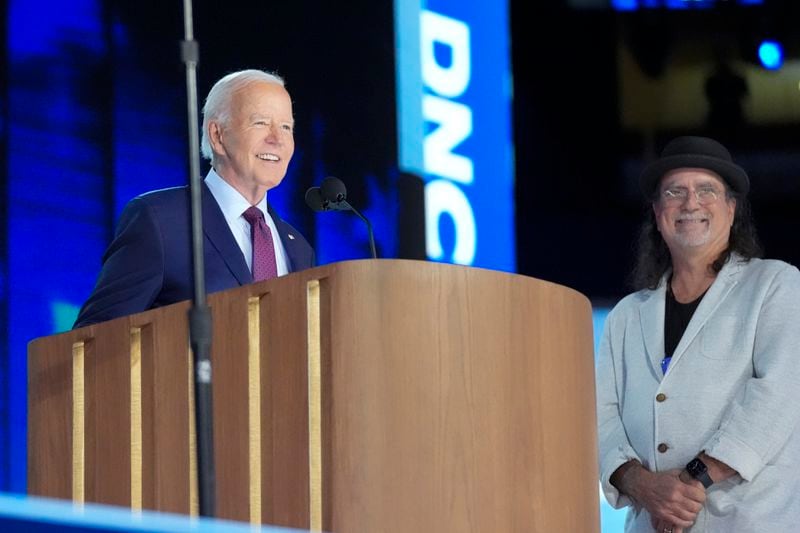 President Joe Biden has a walk-thru in the afternoon before he delivers the evening keynote address at the Democratic National Convention, Monday, August 19, 2024, in Chicago. (AP Photo/Stephanie Scarbrough)