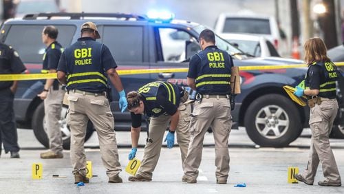 June 29, 2018 Atlanta: The GBI is investigating an officer-involved shooting in downtown Atlanta one of three shootings on Forsyth Street early Friday, June 29, 2018. JOHN SPINK/JSPINK@AJC.COM