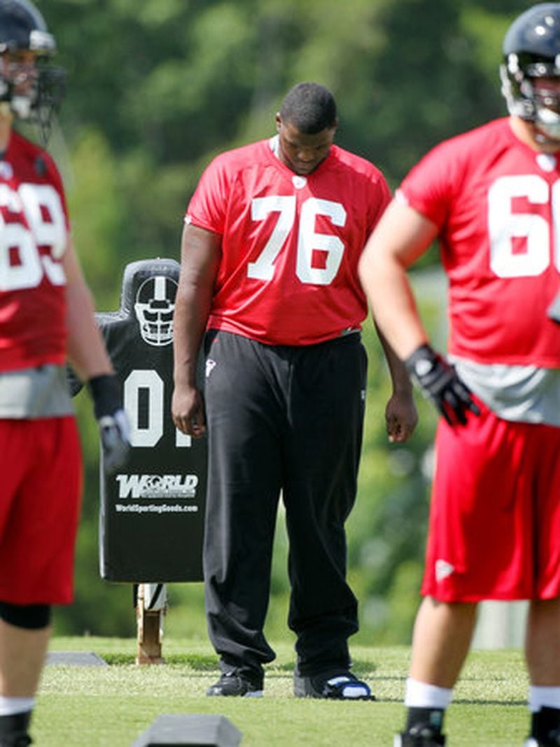 Falcons' Corey Peters relieved to be back in practice