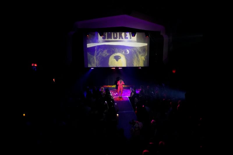 Uncle Freak performs at the "Save Her! Environmental Drag Show", Tuesday, Sept. 24, 2024, in the Brooklyn borough of New York. (AP Photo/Alyssa Goodman)