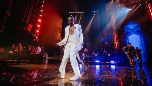 Usher performs Saturday, Dec. 2, 2023, at The Dolby Live at Park MGM. It was the last performance of the R&B star’s 100-show Las Vegas residency. (Nolen Ryan for The Atlanta Journal-Constitution)