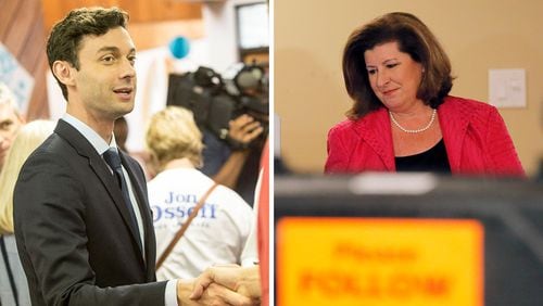 Democrat Jon Ossoff and Republican Karen Handel on Election Day in Georgia's 6th Congressinal District runoff. Photo: AJC