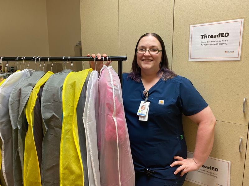 Piedmont Rockdale Hospital emergency room charge nurse Angela Geike started a clothes closet to help patients who didn't have any clean clothes to wear home. Courtesy of Piedmont Healthcare