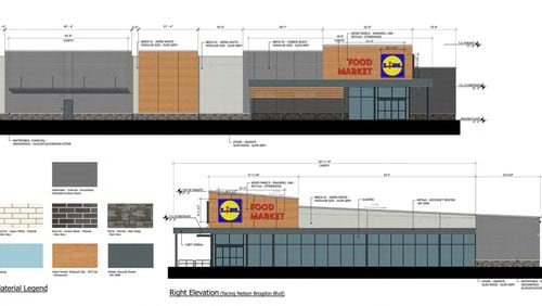 The Sugar Hill City Council recently approved design changes and variances for the construction of a Lidl grocery store at the northwest corner of Nelson Brogdon Boulevard and Sycamore Road. (Courtesy City of Sugar Hill)