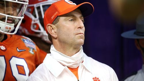 Clemson coach Dabo Swinney's Tigers are favored by a field goal over Georgia. (Chris Graythen/Getty Images/TNS)