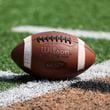 A football is shown before the game between Douglass and LaGrange in the Corky Kell Dave Hunter Classic at Kell High School, Wednesday, August 14, 2024, in Marietta, Ga. (Jason Getz / AJC)
