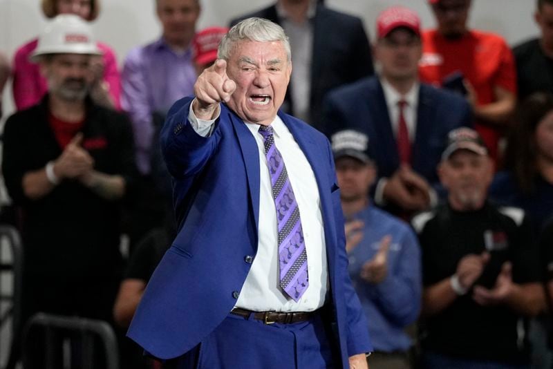 Former Wisconsin Gov. Tommy Thompson arrives before Republican presidential nominee former President Donald Trump at a campaign event at Dane Manufacturing, Tuesday, Oct. 1, 2024, in Waunakee, Wis. (AP Photo/Charlie Neibergall)