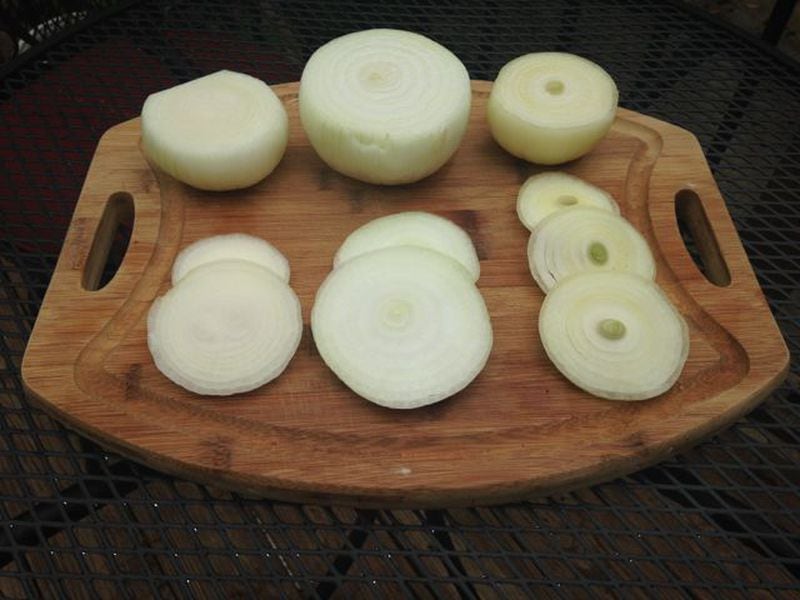 Left to right: Texas sweet, Vidalia, yellow onion