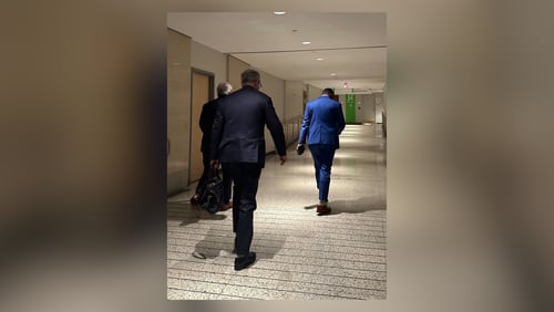 Gabriel Sterling, a top official in the Georgia Secretary of State's Office, declined to comment after he was spotted Monday, Aug. 14, 2023, in the lobby of the Fulton County Courthouse. (Tamar Hallerman/AJC)
