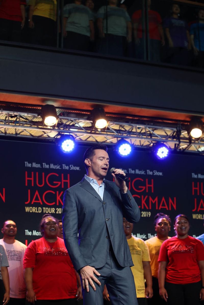 Hugh Jackman, shown in New Zealand in February, presents quite a spectacle with his "The Man. The Music. The Show."(Photo by Phil Walter/Getty Images)