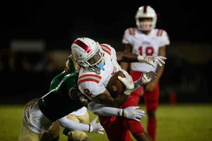 Archer's Chase Sellers (2) is tackled during a GHSA high school football game between Grayson High School and Archer High School at Grayson High School in Loganville, GA., on Friday, Sept. 10, 2021. (Photo/Jenn Finch)